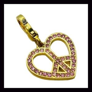 Juicy Couture Pink Heart Pave Peace Sign Charm